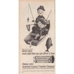 1961 American Express Travelers Cheques Vintage Print Ad Vacation Safety